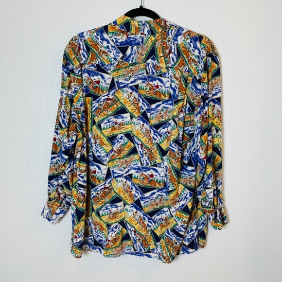 Vintage Banana Republic Button Up Shirt Medium Equestrian Horse Print Preppy - Picture 14 of 15